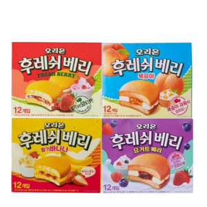 오리온 후레쉬베리 12p 딸기+복숭아+딸기바나나+요거트베리 336g 4종, 4개