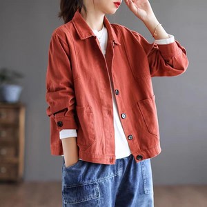 여성 데일리 카라넥 셔츠자켓 블레이저 루즈핏 심플 크롭 재킷 코트