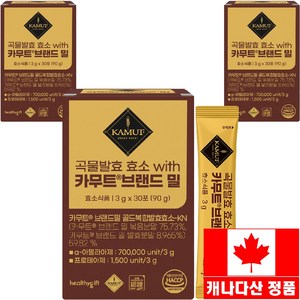 [런칭 특가] 곡물 발효 효소 with 카무트 브랜드 밀 캐나다산 정품 식약청 HACCP 인증 가루 분말 스틱, 90g, 3개