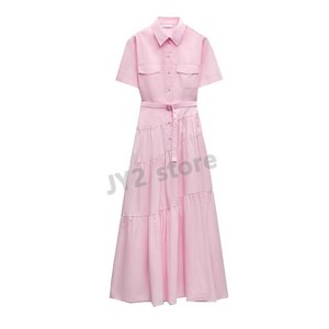 자라 여성원피스 셔츠 카라 벨트 반팔 롱 드레스 ZARA