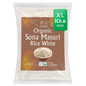 Oganic Sona Masooi Rice 10 LB Pemium Quality - 오가닉 소나 마수리 라이스 10파운드 프리미엄 품질 - 인도산 단립미 천연 및 비GM, null세트, 1개, 4.54kg