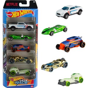 핫휠 Hot Wheels Toy Cas & Tucks 5팩 애니메이션 넷플릭스 시리즈 Let's Race의 다이캐스트 차량 5개 세트