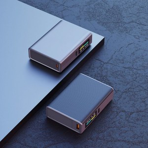 PYHO 컬러 디스플레이 디지털 표시 20000mAh PD 22.5W 슈퍼 고속 충전 보조 배터리, 티타늄 실버 콤비 블랙