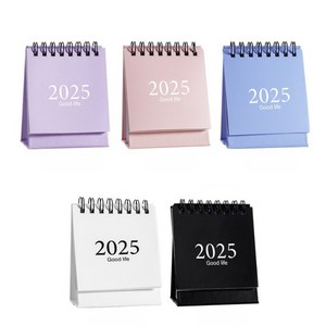 일상채움 2025년 초미니 탁상 달력 혼합 세트, 5개, 바이올렛+핑크+블루+화이트+블랙