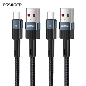 ESSAGER 스타 7A USB-A to C타입 고속 충전 케이블, 1m (A-072), 2개, Blue