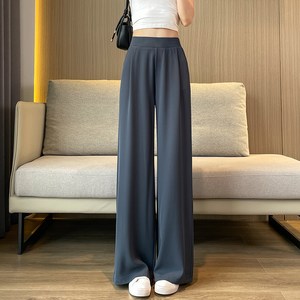 P25K2217 여성와이드슬랙스 통 팬츠 정장 심플 밴딩 찰랑 슬랙스 봄 가을 와이드 바지 HANLIN