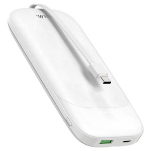 밸류엠 슬림핏 22.5W 고속충전 PD C타입 케이블 일체형 보조배터리 10000mAh, VM-PA102PCP, 화이트