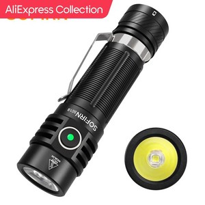 고휘도손전등 LED손전등 AliExpress Collection Sofirn SC18 EDC LED 손전등 TIR 광학 렌즈 랜턴 USB C 충전식 토치 SST40 1865, [01]  흰색, [01] Black, [01] Lithium metal battery, 1개