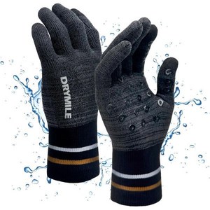 DRYMILE Hyla Watepoof Gloves - Wam Touchsceen Winte Snow Wool Blend Hand fo Men & Women Wok, Heathe Gey_X-Lage