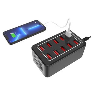 10USB 충전기 50W 지원 5V1A2.4A 현재 출력 스마트 IC 식별 휴대 전화 멀티 포트 충전기, A91-10USB 충전기-블랙 [50W] 블랙, [영국 규칙], 1개