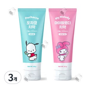 아텍스 산리오 고불소 치약 랜덤, 3개, 80g