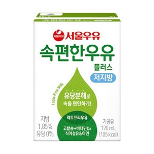 서울우유 속편한 우유 플러스 저지방, 190ml, 24개