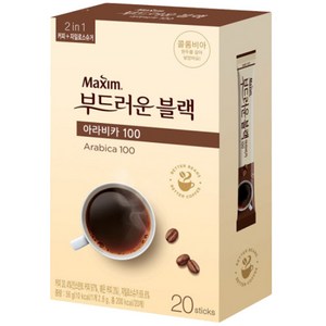 맥심 부드러운 블랙 아라비카100 원두커피믹스, 2.8g, 20개입, 1개