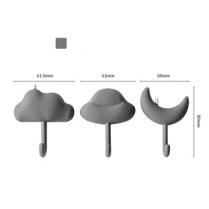 홈라크 창이식 다용도 접착식 후크 걸이, 3개, 그레이