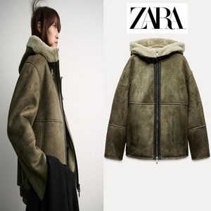 자라 양털 후드 무스탕 점퍼 zara