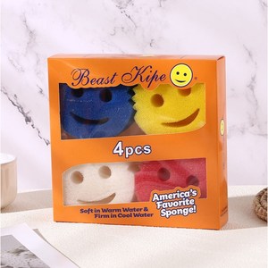 스마일 스펀지 수세미 smile sponge, 1세트, 4개입