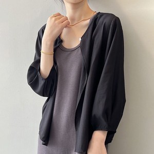 ROYALBELLE 여성 자외선차단 셔츠 패션 루즈핏 7부소매 라운드넥 긴팔 가디건 D0021719