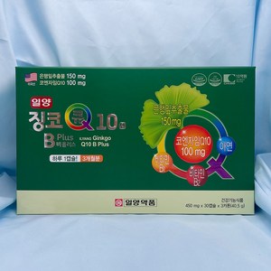 일양 징코큐텐 비플러스 (90캡슐) 은행잎추출물 150mg 코큐텐 100mg 비타민B, 90정, 1개