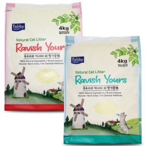 테비토퍼 Ravish Yous 라유카사바 고양이모래, 일반입자+가는입자, 4개, 4kg