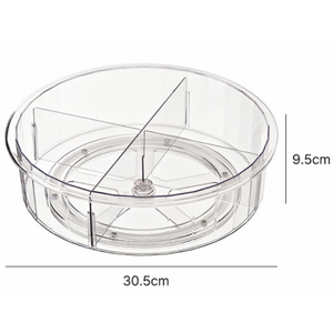 까사럽 투명 칸막이 회전 트레이 냉장고 화장대 화장품 정리, 템바손잡이