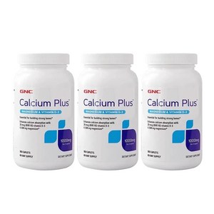 [사은품증정] GNC 칼슘 플러스 1000 마그네슘 비타민 D3 180정 (캐플렛) Calcium Plus 1000 with Magnesium & Vitamin D3 180cap, 3개