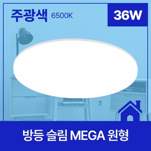 원하 비츠온 슬림 메가 원형 방등 주광색 LED36W, 화이트