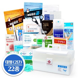 [케이솔루션] 국내산 튼튼한 가정용 구급함 구급상자세트, 1세트, 특대형 세트(화이트)