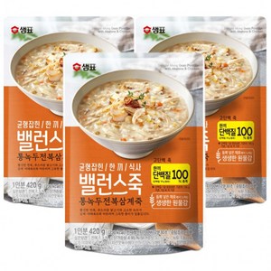 샘표 밸런스죽 통녹두 전복 삼계죽, 420g, 3개