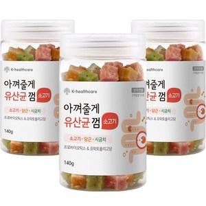 아껴줄게 강아지 유산균껌, 소고기 혼합, 140g, 3개