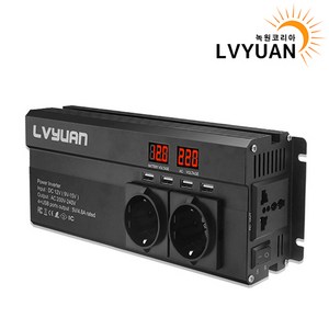 녹원 유사계단파 차량용 2000W 인버터 220V 60hz 한국형 KC인증, 1개, 블랙 용량 2000W 전압 24V