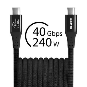 블레이즈 C TO C 케이블 마그네틱 USB4 240W 40Gbps 맥북 썬더볼트 초고속케이블, 1개, 블랙, 1.8m