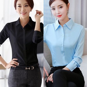 [1+1] 여성 슬림핏 스판 셔츠 구김없는 블라우스 화이트 블랙 하늘색 핑크 와이셔츠