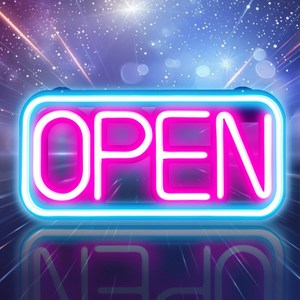 LED보드나라 영업중 간판 24시 OPEN LED 네온 사인 카페 간판, NO. 01 A_핑크스카이블루 보드