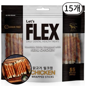 플렉스 반려견간식 밀크껌 400g, 닭고기맛, 15개