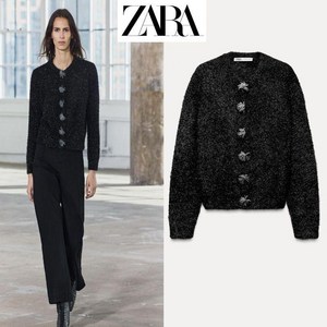 ZARA 자라 니트 가디건 블랙 메탈릭 스레드