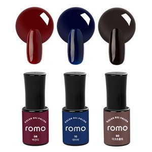 로모 젤네일 3종 묶음 세트 컬러젤 셀프네일아트 재료, 1개, 15g, ROMO, 로모3종-38번 08+10+50