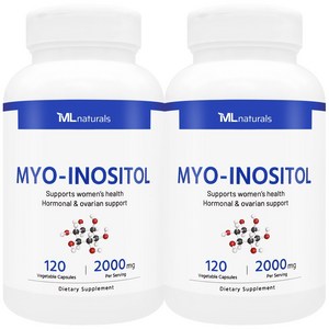 [미국빠른직구] 신제품 마이라이프 내추럴스 미오-이노시톨 2000mg, 2개, 120정