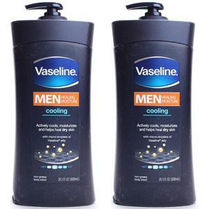 바세린 남성용 힐링 모이스처 바디 로션 쿨링, 600ml, 2개