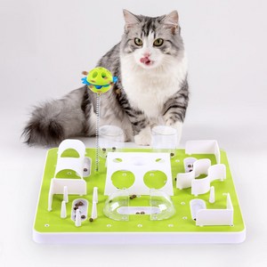 [최종특가]All Fo Paws 고양이 먹이퍼즐 퍼즐노즈워크 난이도조절 공놀이 사냥놀이 간식먹이 IQ장난감 불리불안해소 비만방지, 1개, 크라미 그린