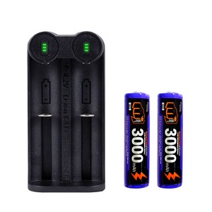 18650 배터리 2개 2구 충전기 세트 C타입 3000mAh 몬스터파워, 1개