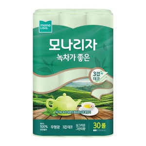 모나리자 녹차가 좋은 천연펄프 3겹 고급롤화장지, 30m, 30개입, 1개