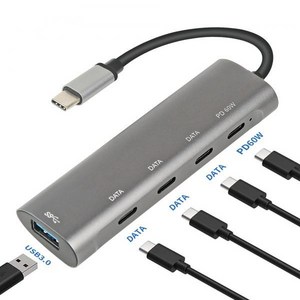 멀티포트 데이터 허브 호환 4K U용 맥북 포트 2.0 100W C 어댑터 분배기 HDMI PD 멀티 3.0 USB 노트북, 2) 5 -in-1 505C, 한개옵션1