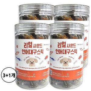 강아지간식 리얼사운드 대구스틱 닭고기맛 오리맛 연어맛 ASMR간식, 120g, 연어+생선, 4개