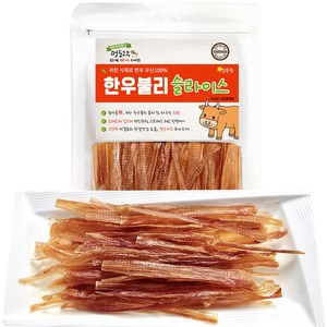 멍도락 한우불리스틱 천연콜라겐 오래먹는껌 100%한우우신 강아지수제간식, 50g, 1개, 한우불리슬라이스