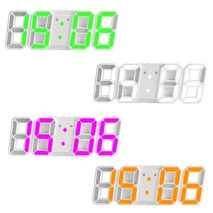 에코럭키 미니 3D LED 탁상시계 건전지 USB 겸용, 미니 3D 탁상시계-화이트