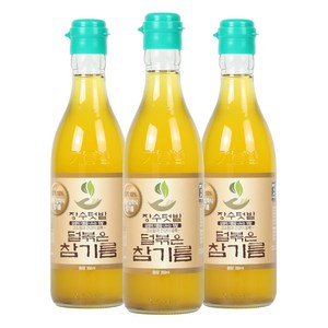 장수텃밭 덜볶아 더 건강하고 깔끔한 덜볶은참기름(생참기름) 350ml, 3개