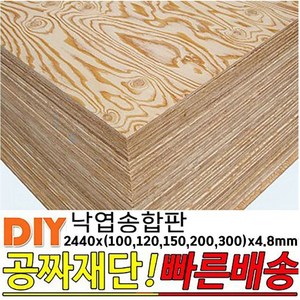 낙엽송합판 2440x(100 120 150 200 300)x4.8mm 재단 나무합판, 2440x300x4.8mm