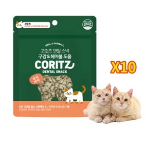 고양이 치석제거 덴탈스낵 꼬릿츠 구강 헤어볼, 10개, 50g