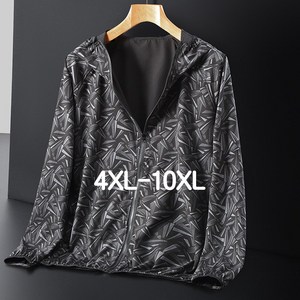 쥬엔리치 4XL-10XL 남자 빅사이즈 여름 바람막이 아이스 실크 쿨소재 후드집업 자켓 야상 낚시