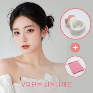 모두이룸 반지괄사 V라인을 위한 (핑크파우치포함), 핑크매트화이트, 1개